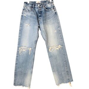 Moussy Vintage Distressed Straight Leg High Waist Denim Jeans Made in Japan 27